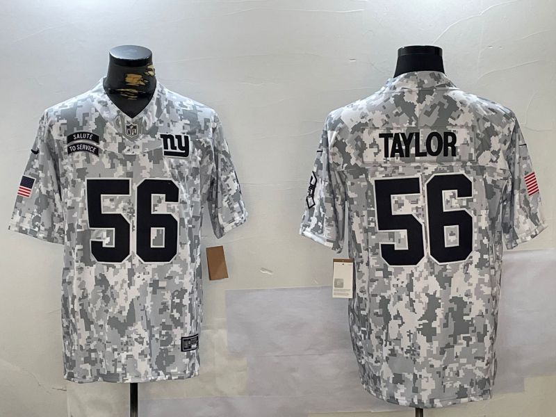 Men New York Giants #56 Taylor Nike Arctic Camo 2024 Salute to Service Limited NFL Jersey style 3